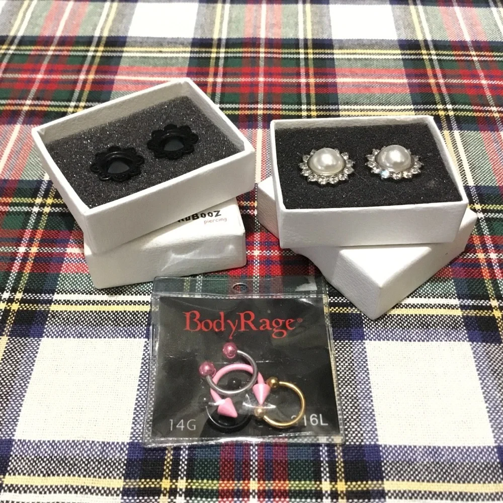 KUBOOZ Stainless Steel Ear Plug Tunnel Flesh Gauge Set in Boxes